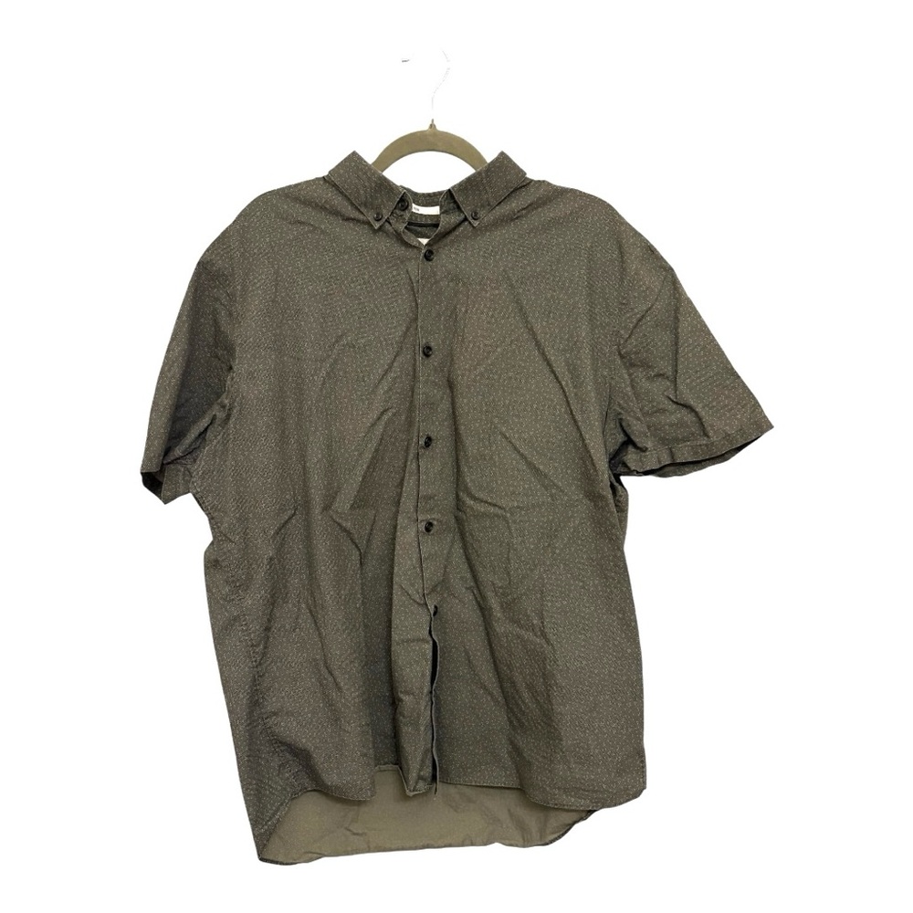 Nordstrom C2 by Calibrate Gray Micro Dot Short Sleeve Button Down Shirt XXL